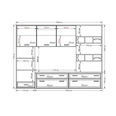 Стінка в вітальню Тиса Мебель Вітальня-100 Сонома Білий 1750x450x2370 мм