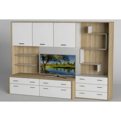 Стенка в гостиную Тиса Мебель Гостиная-102 Сонома Белый 1750x450x2420 мм