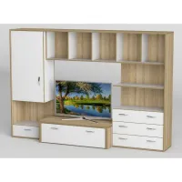 Стенка в гостиную Тиса Мебель Гостиная-103 Сонома Белый 1600x450x2380 мм