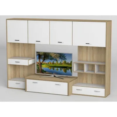 Стенка в гостиную Тиса Мебель Гостиная-104 Сонома Белый 1750x450x2380 мм