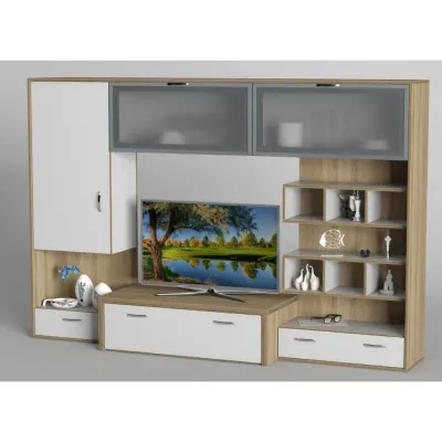 Стенка в гостиную Тиса Мебель Гостиная-105 Сонома Белый 1550x450x2380 мм