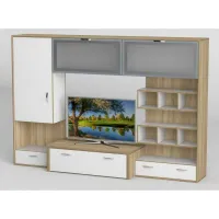 Стенка в гостиную Тиса Мебель Гостиная-105 Сонома Белый 1550x450x2380 мм
