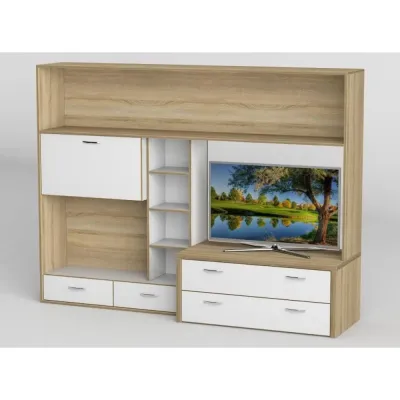 Стенка в гостиную Тиса Мебель Гостиная-107 Сонома Белый 1750x450x2380 мм