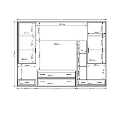 Стенка в гостиную Тиса Мебель Гостиная-108 Сонома Белый 1750x450x2410 мм Стенка в гостиную Тиса Мебель Гостиная-108 Сонома Белый 1750x450x2410 мм
