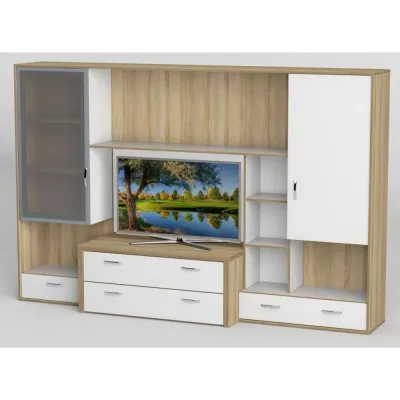 Стенка в гостиную Тиса Мебель Гостиная-108 Сонома Белый 1750x450x2410 мм