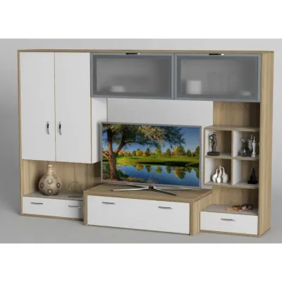 Стенка в гостиную Тиса Мебель Гостиная-115 Сонома Белый 1550x450x2420 мм