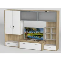 Стенка в гостиную Тиса Мебель Гостиная-115 Сонома Белый 1550x450x2420 мм