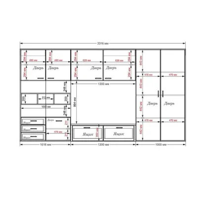 Стенка в гостиную Тиса Мебель Гостиная-118 Сонома Белый 1850x450x3320 мм Стенка в гостиную Тиса Мебель Гостиная-118 Сонома Белый 1850x450x3320 мм