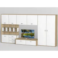 Стінка в вітальню Тиса Мебель Вітальня-118 Сонома Білий 1850x450x3320 мм Стінка в вітальню Тиса Мебель Вітальня-118 Сонома Білий 1850x450x3320 мм