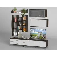 Стенка в гостиную Тиса Мебель Гостиная-13 Венге Белый 2050x450x2100 мм