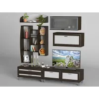 Стекнка в гостиную Тиса Мебель Гостиная-14 Венге Белый 2050x450x2100 мм