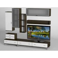 Стінка в вітальню Тиса Мебель Вітальня-17 Венге Білий 2180x450x2700 мм