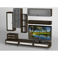Стінка в вітальню Тиса Мебель Вітальня-18 Венге Білий 2180x450x2700 мм Стінка в вітальню Тиса Мебель Вітальня-18 Венге Білий 2180x450x2700 мм
