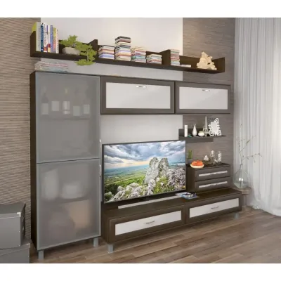 Стінка в вітальню Тиса Мебель Вітальня-28 Венге Білий 2050x450x2400 мм