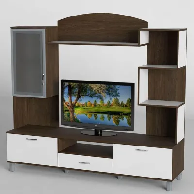 Стенка в гостиную Тиса Мебель Гостиная-45 Венге Белый 1760x450x1800 мм Стенка в гостиную Тиса Мебель Гостиная-45 Венге Белый 1760x450x1800 мм