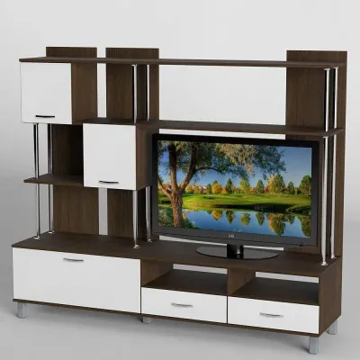 Стенка в гостиную Тиса Мебель Гостиная-49 Венге Белый 1640x450x1800 мм Стенка в гостиную Тиса Мебель Гостиная-49 Венге Белый 1640x450x1800 мм