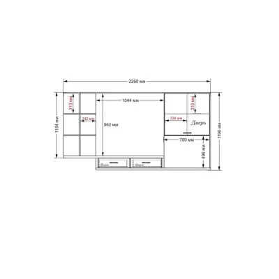 Стенка в гостиную Тиса Мебель Гостиная-202 Сонома Белый 1200x300x2260 мм