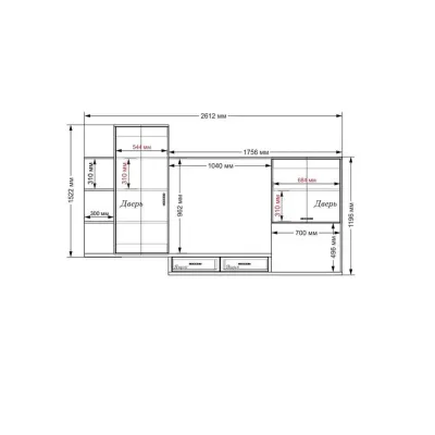 Стенка в гостиную Тиса Мебель Гостиная-204 Сонома Белый 1520x300x2160 мм
