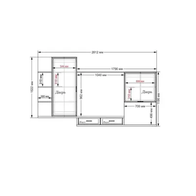 Стінка в вітальню Тиса Мебель Вітальня-205 Сонома Білий 1520x300x2160 мм