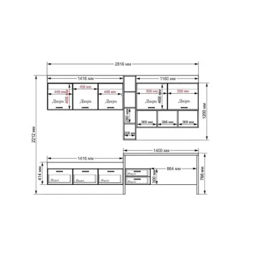 Стенка в гостиную Тиса Мебель Гостиная-217 Сонома Белый 1200x520x2870 мм