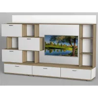 Стенка в гостиную Тиса Мебель Гостиная-224 Сонома Белый 1620x450x2580 мм