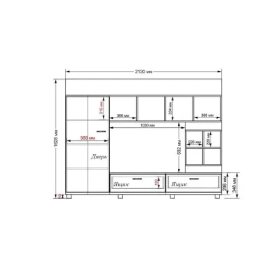 Стенка в гостиную Тиса Мебель Гостиная-225 Сонома Белый 1620x450x2130 мм