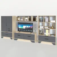 Стінка в вітальню Тиса Мебель Збірка-5 Сонома Білий 1470x400x3130 мм Стінка в вітальню Тиса Мебель Збірка-5 Сонома Білий 1470x400x3130 мм