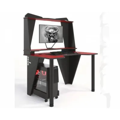 Геймерский игровой стол ZEUS™ IVAR-3 (1400 мм) красный/черный