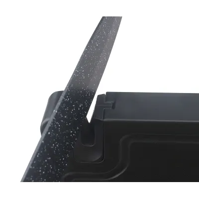 Набір кухонних ножів з нержавіючої сталі з магнітною підставкою UNIQUE UN-1841-KS 6 предметів + точилка Чорний
