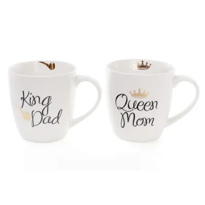 Набір порцелянових кухлів King Dad Queen Mom 520 мл BonaDi 577-524