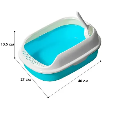 Туалет для кошек с лопаткой Taotaopets 226611 Blue 40х29х13.5 см Туалет для кошек с лопаткой Taotaopets 226611 Blue 40х29х13.5 см