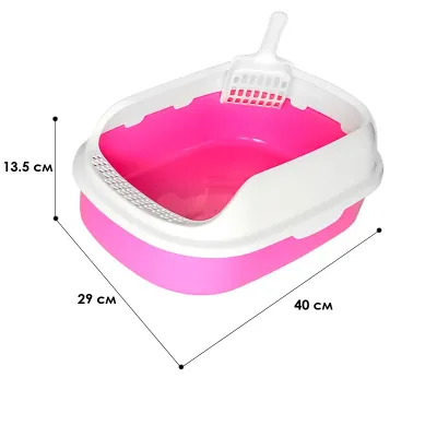 Туалет для кошек с лопаткой Taotaopets 226611 Pink 40х29х13.5 см Туалет для кошек с лопаткой Taotaopets 226611 Pink 40х29х13.5 см
