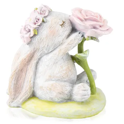Фігурка інтер'єрна Rabbit with a rose 12 см Lefard AL117957