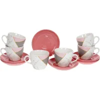 Кофейный набор на 6 персон 240мл Pink-Gray Marble Bona DP118087