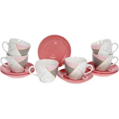 Кофейный набор на 6 персон 240мл Pink-Gray Marble Bona DP118087