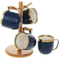 Набор чайный на бамбуковой стойке 4 кружки 320мл Dark Blue Чайная Линия Bona DP118104