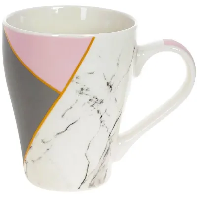 Кружка (чашка) фарфоровая Marble 400мл Pink-Black Bona DP118110
