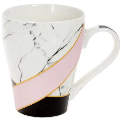 Кружка (чашка) фарфоровая Marble 500мл Pink-Yellow Bona DP118111