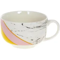 Кружка (чашка) фарфоровая Marble 500мл Pink-Gray Bona DP118112
