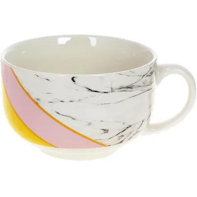 Кружка (чашка) фарфоровая Marble 500мл Pink-Gray Bona DP118112