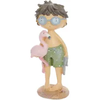 Фігурка інтер'єрна Boy with Flamingo 7.5x6.5x18 см Bona DP118176 Фігурка інтер'єрна Boy with Flamingo 7.5x6.5x18 см Bona DP118176