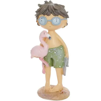 Фігурка інтер'єрна Boy with Flamingo 7.5x6.5x18 см Bona DP118176