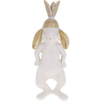 Фигурка интерьерная 11х9х29 см White-Gold Кролик в индейской шапке Bona DP118563