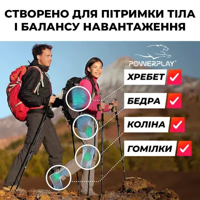 Палиці для скандинавської ходьби PowerPlay 9104 Lykke 80-135 см (пара) Палиці для скандинавської ходьби PowerPlay 9104 Lykke 80-135 см (пара)