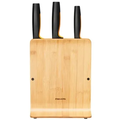 Набор кухонных ножей с бамбуковым блоком Fiskars Functional Form (1057553)