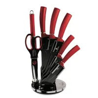 Набір ножів на підставці 8 предметів Berlinger Haus Metallic Line Burgundy Edition (BH-2562)