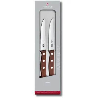 Набір ножів для стейку Victorinox Wood Steak Set 12 см 2 шт Коричневий (5.1230.12G)