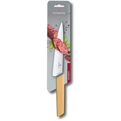 Кухонний ніж для обробки Victorinox Swiss Modern Carving 19 см Жовтий (6.9016.198B)