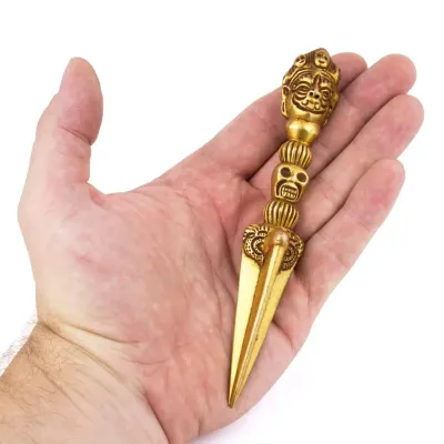 Статуетка HandiCraft Кіла Махакали (тиб. Пхурба) + тримач Бронза з позолотою 15 см (26391)