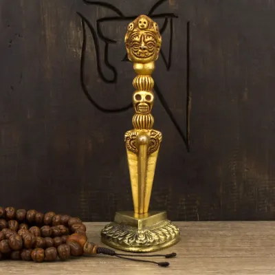 Статуетка HandiCraft Кіла Махакали (тиб. Пхурба) + тримач Бронза з позолотою 15 см (26391)